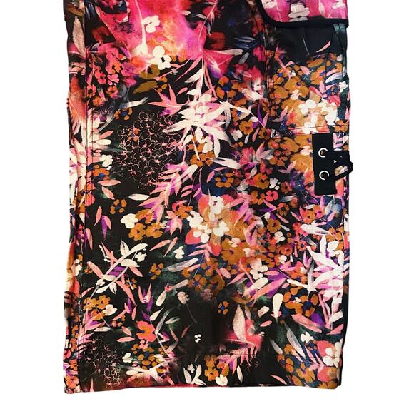 Anthropologie Palazzo Utility Cargo Pant $140 Pink Black Floral Flowy Size 10 - Picture 12 of 16